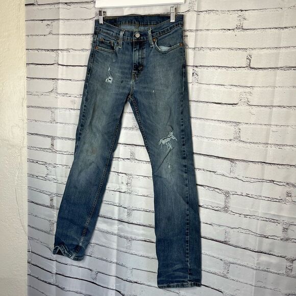 Levi’s 511 Men’s Blue Jeans Distressed Straight Workwear Streetwear 30X32 Faded - Picture 8 of 15